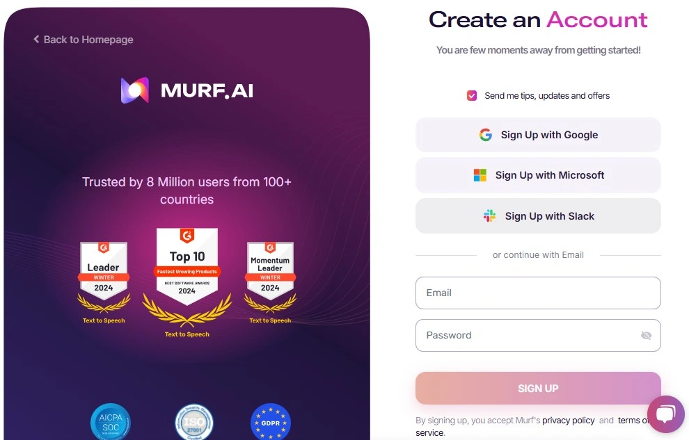 Step#1 Create account on Murf Studio