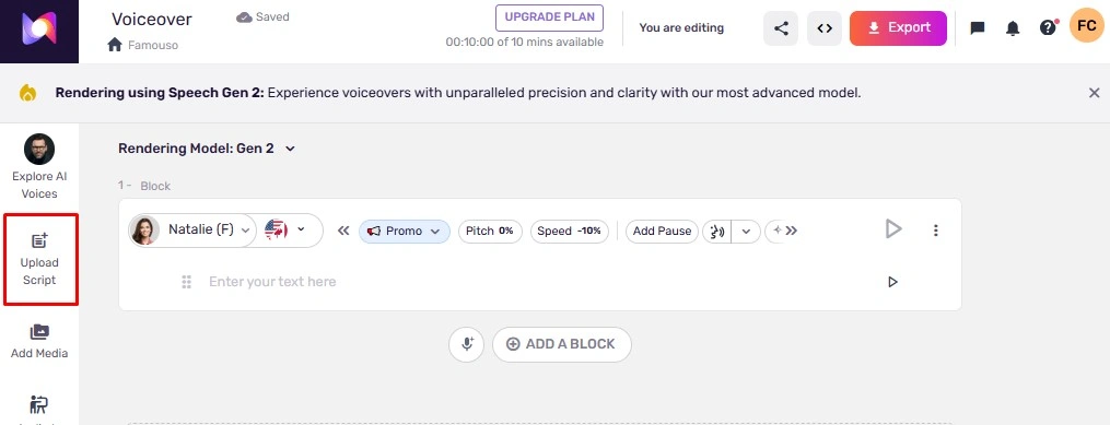 Step#3.1 Murf AI text to speech voiceover generator