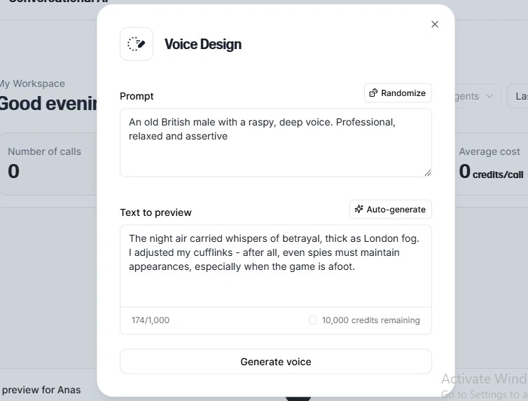 ElevenLabs voice design tool