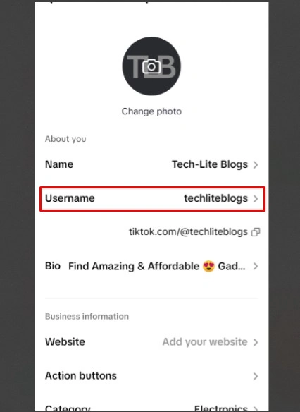 Step#2 Change username on tiktok