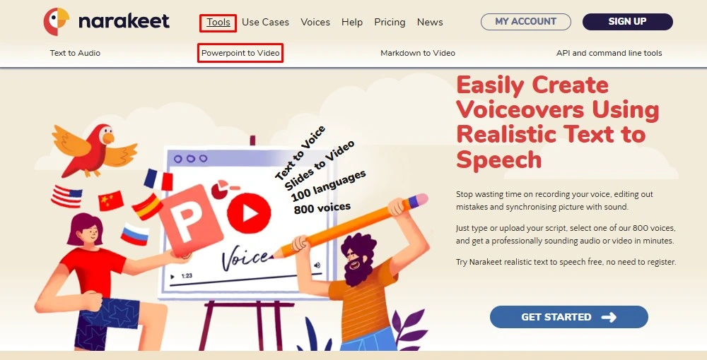 Narakeet slides to video making